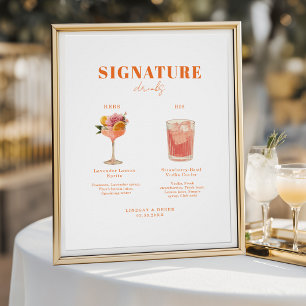Póster Fonte Negrito Moderna Bebidas dele e dela Casament