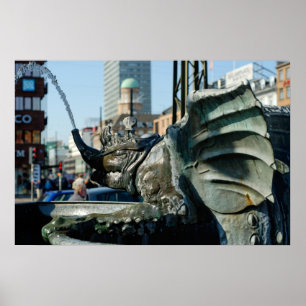 Póster Fonte no quadrado da câmara municipal em Copenhag
