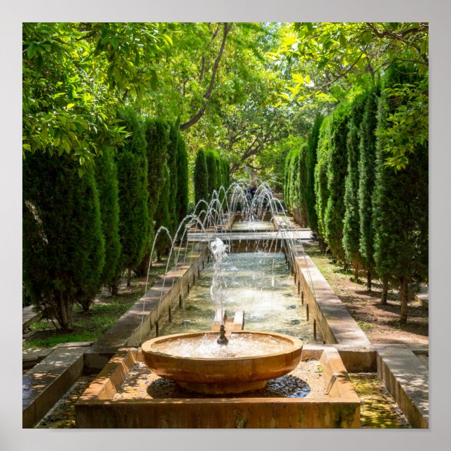 Poster Fonte nos Jardins da Almudaina - Palma de Maiorca (Frente)