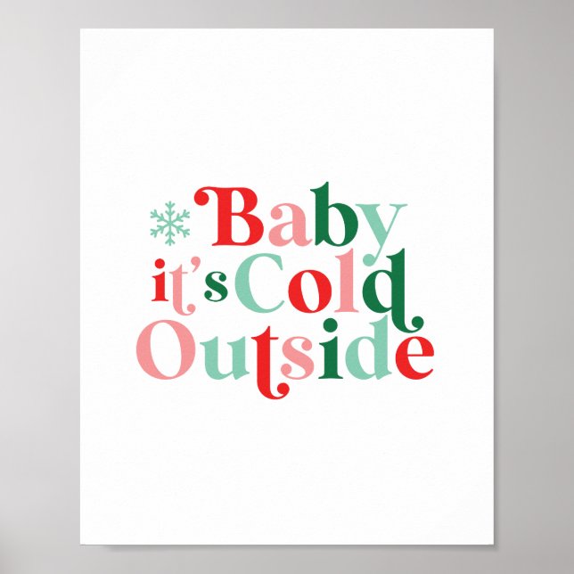 Poster Fonte Retro Bebê Está Frio Lá Fora Natal (Frente)