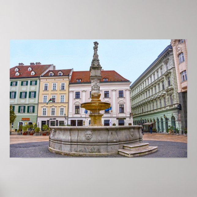 Poster Fonte Roland, Cidade Velha, Bratislava, Eslováquia (Frente)
