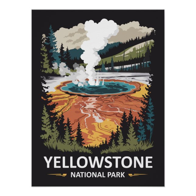 Póster Fonte Termal do Parque Nacional de Yellowstone (Frente)