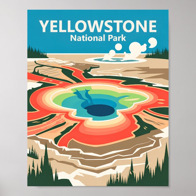 Poster Fonte Termal Grand Prismatic de Yellowstone Viagem (Frente)