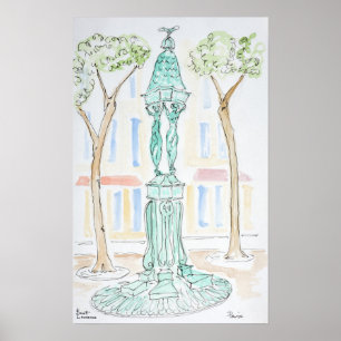 Póster Fonte Wallace na Rue Brea Paris, França