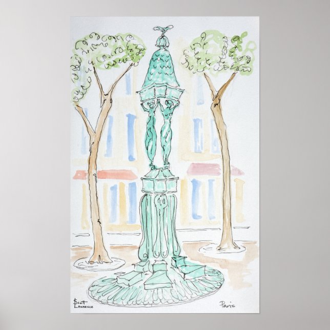 Póster Fonte Wallace na Rue Brea | Paris, França (Frente)