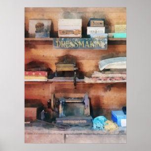 Póster Fontes do Dressmaking e máquina de costura
