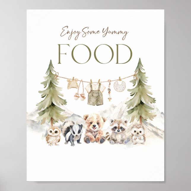 Poster Food Sign Woodland Adventure Boy Baby Shower (Frente)