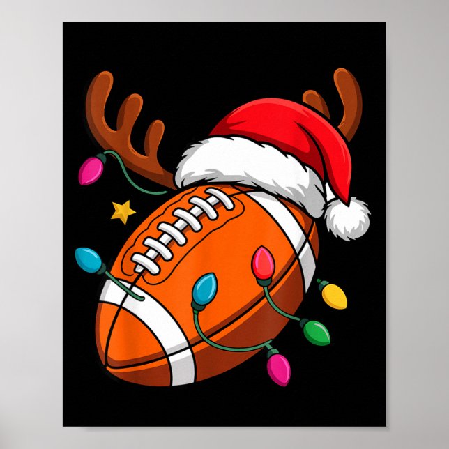 Poster Football American Reindeer Horns Christmas Xmas Ba (Frente)