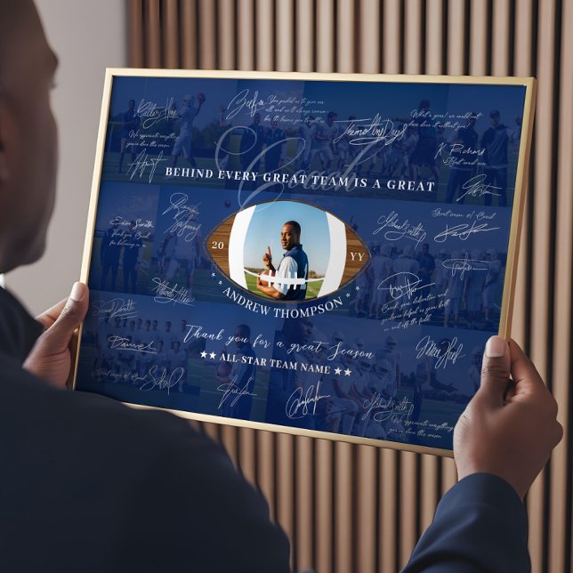 Poster Football Coach Appreciation Collage Team Signature (Football Coach Appreciation Collage Team Signature Poster)