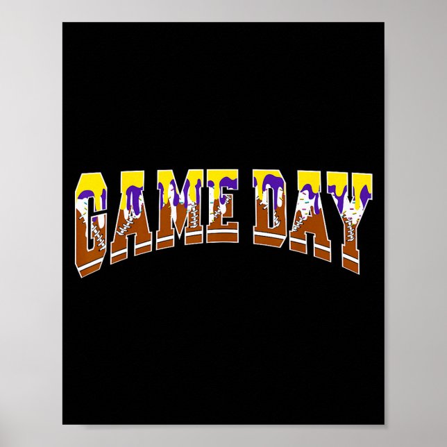 Poster Football Drip Game Day Football Mom Go Cheer Purpl (Frente)