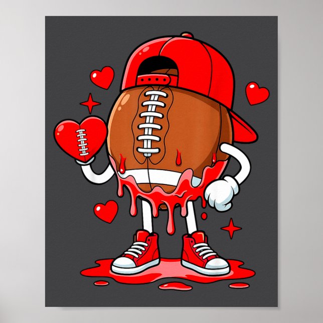 Poster Football Ice Cream Valentine Dripng Game Day Men B (Frente)