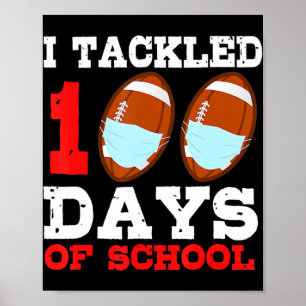 Poster Football Masks Fun 100 Days of School Teacher Boy 