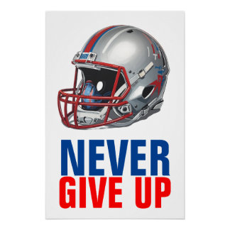 Póster Football Motivational Never Give Up