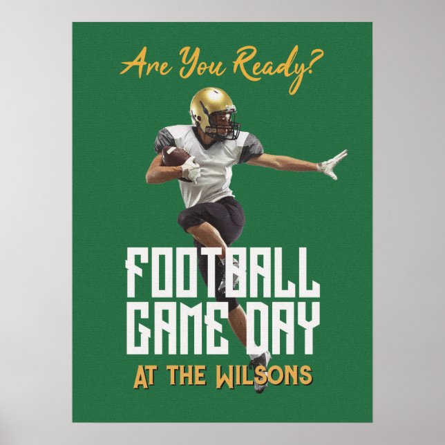 Poster Football Player Game Day Green (Frente)