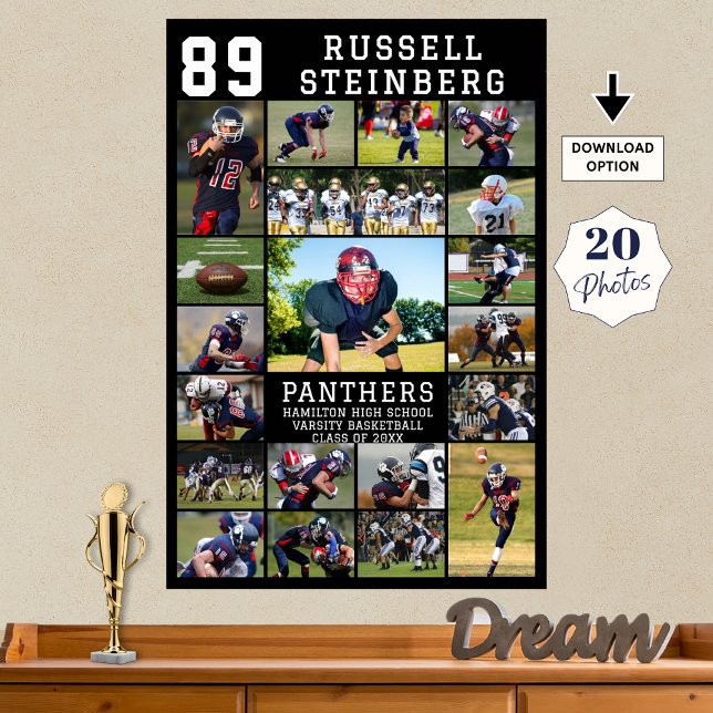Poster Football Senior Night 20 Photo Collage Graduation (Criador carregado)