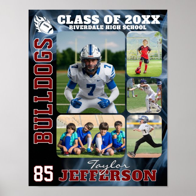 Poster Football Team High School Sports Picture Collage (Frente)