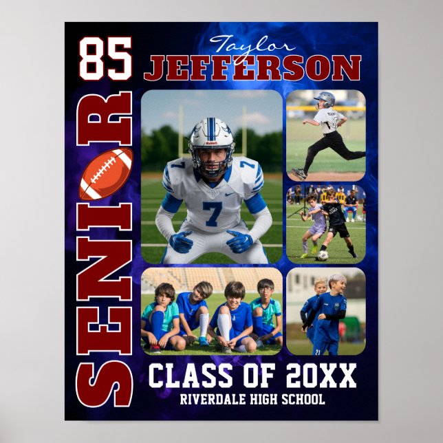 Poster Football Team Senior Night Sports Photo Collage (Frente)