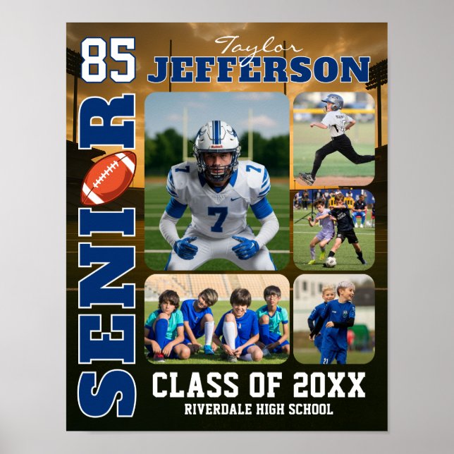 Poster Football Team Senior Night Sports Photo Collage (Frente)