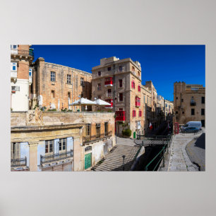 Poster Footbridge, narrow street with stairs in Valletta