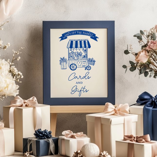 Poster Fora do mercado bolhas azuis brideiras Cartões Pre (Off the market blue scribbles bridal Cards Gifts Poster)