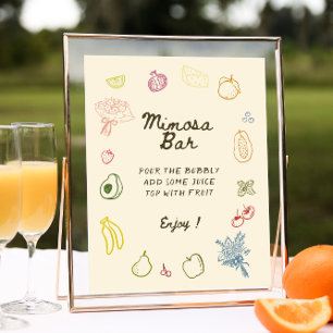 Poster Fora do mercado Chá de panela Mimosa Bar Desenhado
