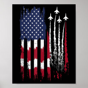 Poster Força Aérea Americana Bandeira Patriótica Vermelha