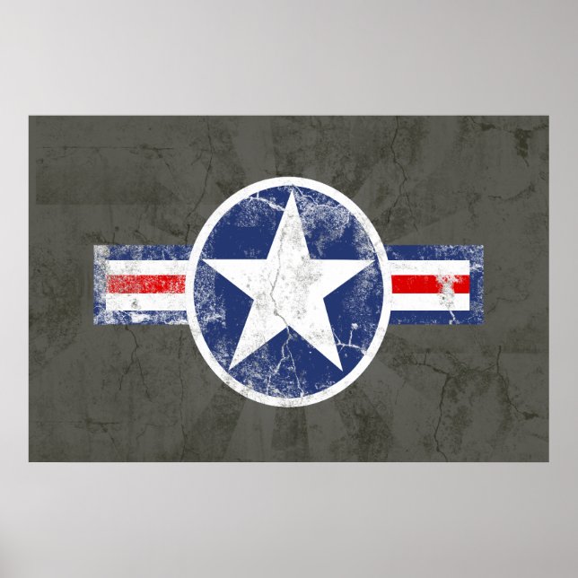 Póster Força Aérea do Exército Vintage Star Red/White/Blu (Frente)