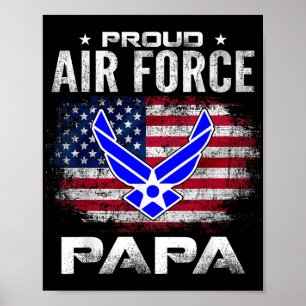 Poster Força Aérea Orgulhosa Papá Com Bandeira Americana