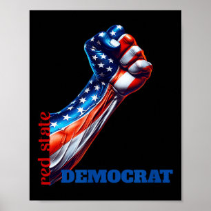 Poster Força E Unidade Democrata Do Estado Vermelho Anti-
