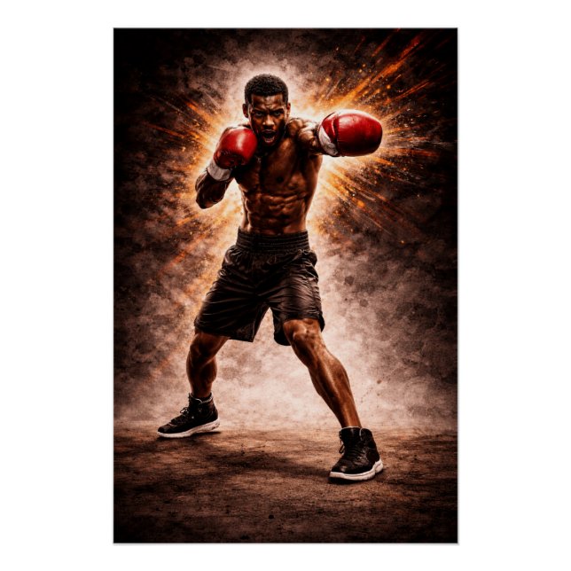 Póster Força Implacável – Cartaz de Boxe Poderoso (Frente)