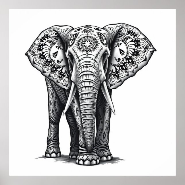 Poster Força Sagrada: Arte Elefante (Frente)