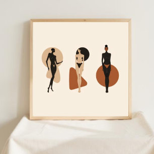 Poster Força Silenciosa – Arte em Linhas Femininas Abstra