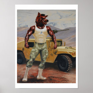 Póster Forças armadas do Razorback do porco do soldado d