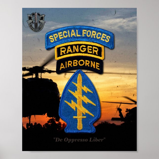 Poster Forças Especiais Green Berets Rangers SF SFG (Frente)