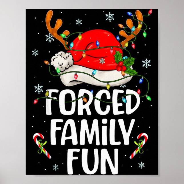 Poster Forced Family Fun Sarcastic Christmas Funny Men Wo (Frente)