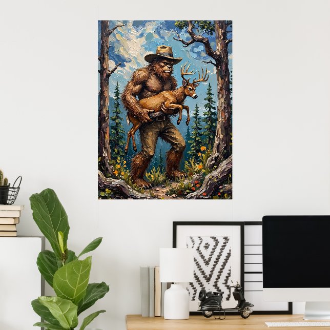 Poster Forest Guardian: Pé Grande e Deer (Escritório em casa)