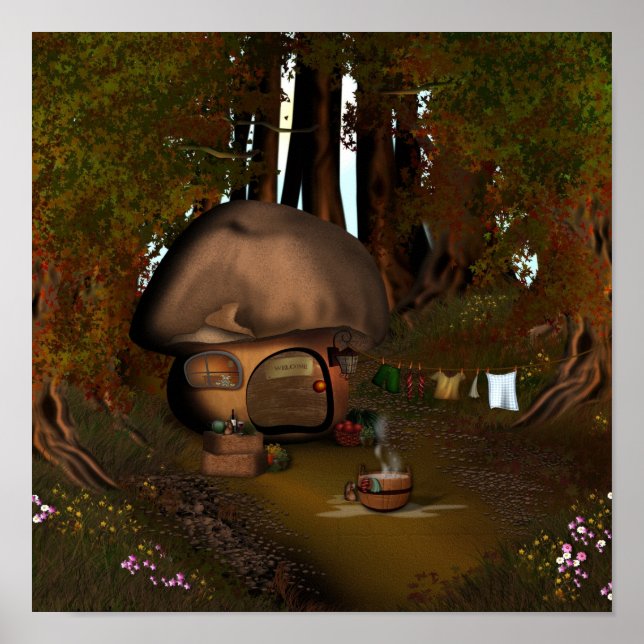 Poster Forest Mushroom House (Frente)