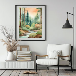 Poster Forest Wonderland em Watercolor