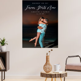Poster Forever Couple Photo Engagement Welcome Sign Post