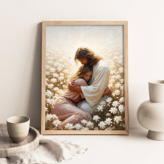 Poster Forever With You, Christian Painting, Jesus Huggin
