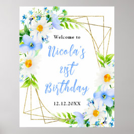 Poster Forget-Me-Nots Daisies Birthday Welcome