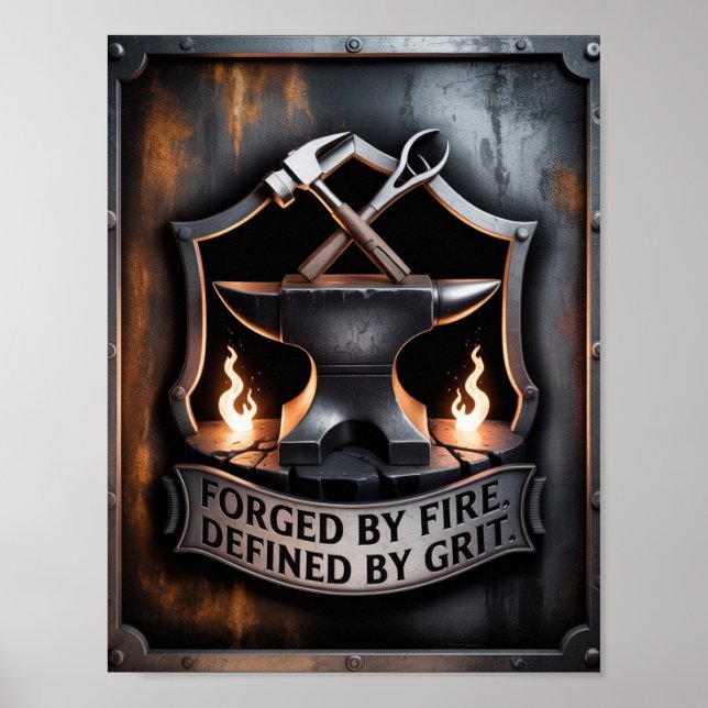 Poster Forjado pelo Fogo – Emblema de Ferreiro (Frente)
