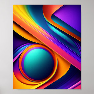 Poster Forma abstrato de fluido colorida geométrica orgân
