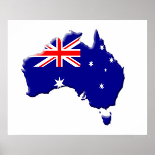 Póster Forma australiana da bandeira & do país
