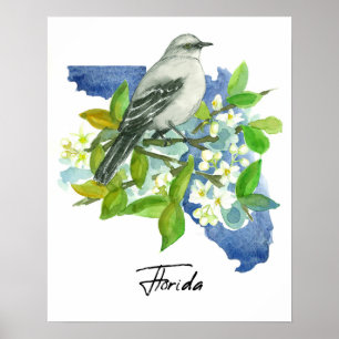 Poster Forma da Flórida Laranjeira Flor de Laranjeira Sab
