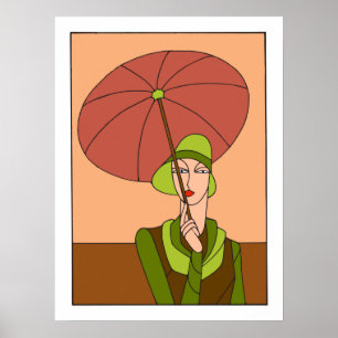 Póster forma das senhoras do art deco dos anos 30 do