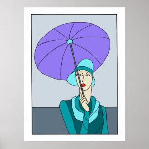 Poster forma das senhoras do art deco dos anos 30 do