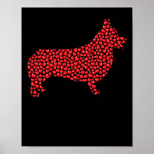 Poster Forma de Coração Amor Corgi Galês Dia dos Namorado