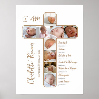 Poster Forma de Crucifixo de Colagem de Fotos Baptism