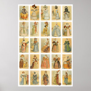 Póster Forma de Paris do vintage da Idade Média a 1850